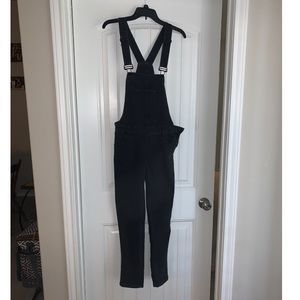 Black denim overalls
